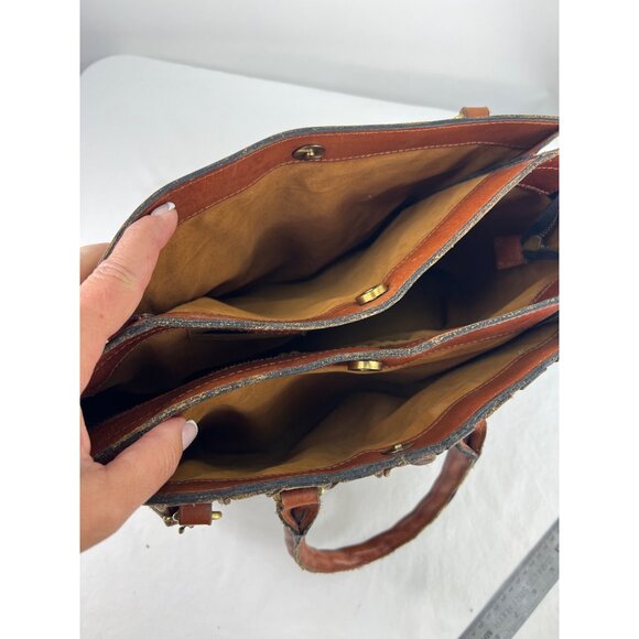 Patricia Nash Feather Leaves Mariola Tote Brown Leather - Picture 6 of 9